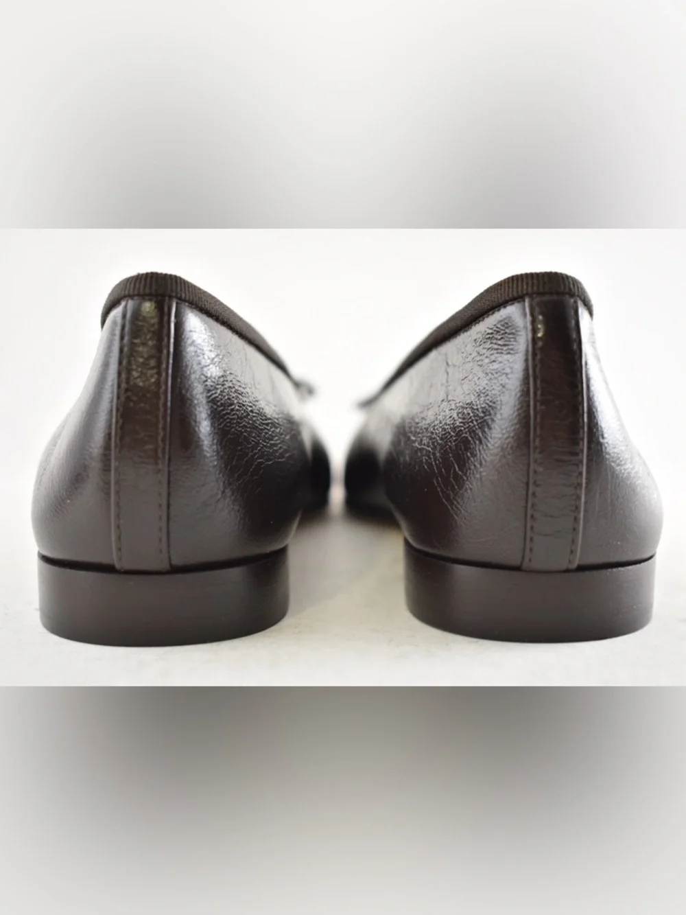 Chanel 26S Dark Brown Red Leather CC Logo Cap Classic Ballet Ballerina Flat 37 - Picture 15 of 16